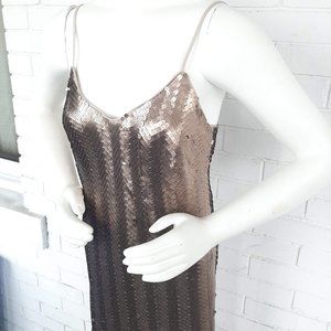 J.Crew Gold Sequin Herringbone Slip Dress